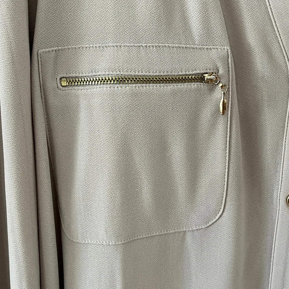 Susan Graver Tunic Top Womens 2X Tan Liquid Knit Office Gold Neutral Chic Career